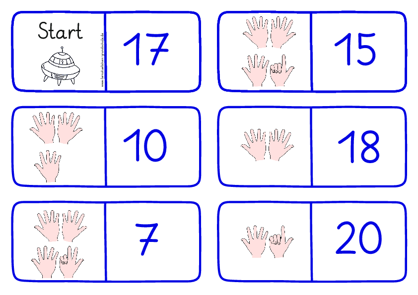 Dominos zur Anzahlerfassung - mit Fingerbildern im ZR 20